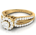 Load image into Gallery viewer, 30-Pointer Solitaire Halo Diamond Split Shank Yellow Gold Ring JL AU G 102Y   Jewelove.US
