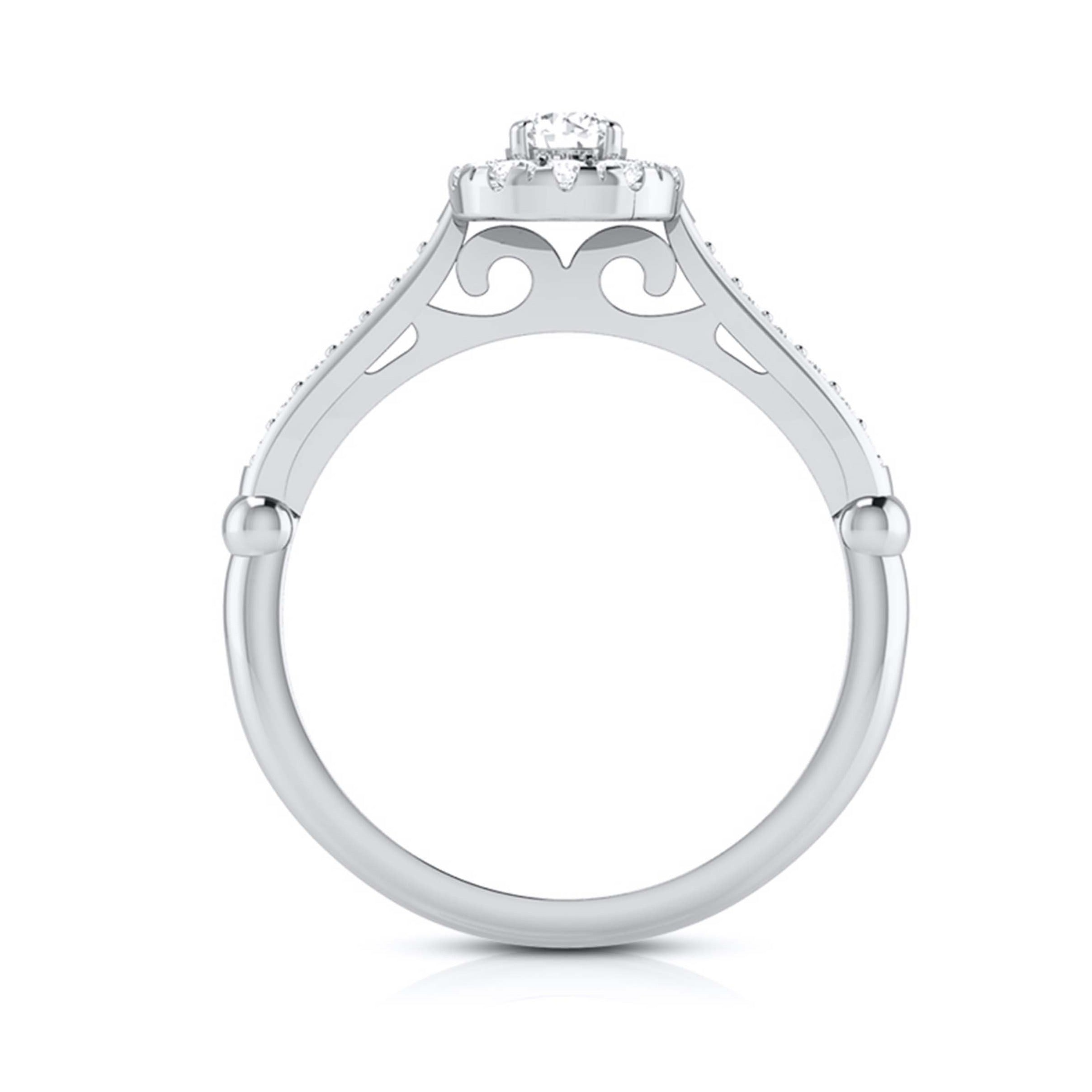 2-Carat Lab Grown Solitaire Halo Diamond Shank Platinum Ring JL PT LG G 103-D