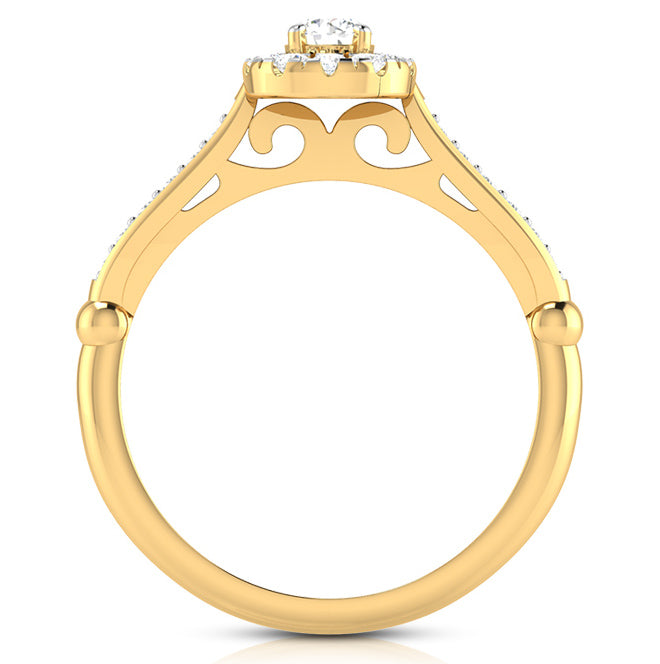 30-Pointer Solitaire Halo Diamond Shank Yellow Gold Ring JL AU G 103Y   Jewelove.US