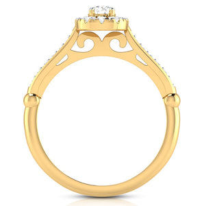 30-Pointer Solitaire Halo Diamond Shank Yellow Gold Ring JL AU G 103Y   Jewelove.US