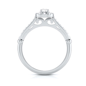 1.50-Carat Lab Grown Solitaire Halo Diamond Shank Platinum Ring JL PT LG G 103-C