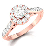 Load image into Gallery viewer, 50-Pointer Solitaire Halo Diamond Shank Rose Gold Ring JL AU G 103R-A   Jewelove.US
