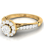 Load image into Gallery viewer, 50-Pointer Solitaire Halo Diamond Shank Yellow Gold Ring JL AU G 103Y-A   Jewelove.US
