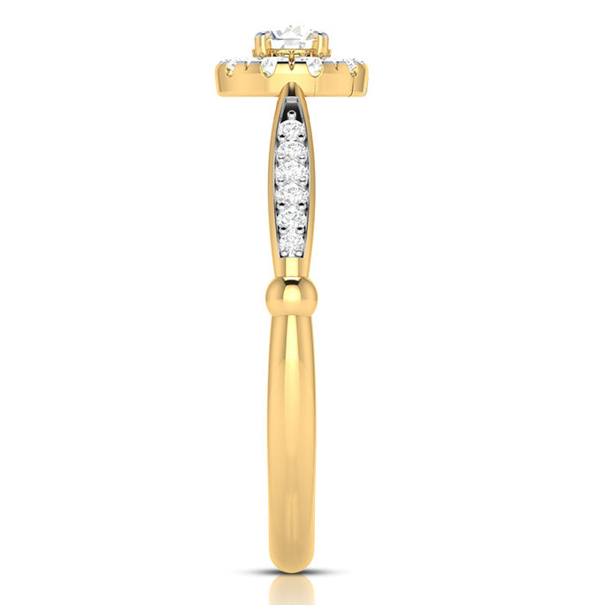 70-Pointer Solitaire Halo Diamond Shank Yellow Gold Ring JL AU G 103Y-B   Jewelove.US