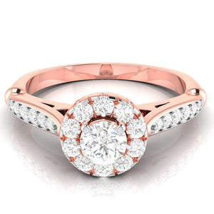 50-Pointer Solitaire Halo Diamond Shank Rose Gold Ring JL AU G 103R-A   Jewelove.US