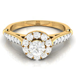 Load image into Gallery viewer, 70-Pointer Solitaire Halo Diamond Shank Yellow Gold Ring JL AU G 103Y-B   Jewelove.US
