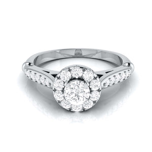 30-Pointer Solitaire Halo Diamond Shank Platinum Ring JL PT G 103-A   Jewelove.US