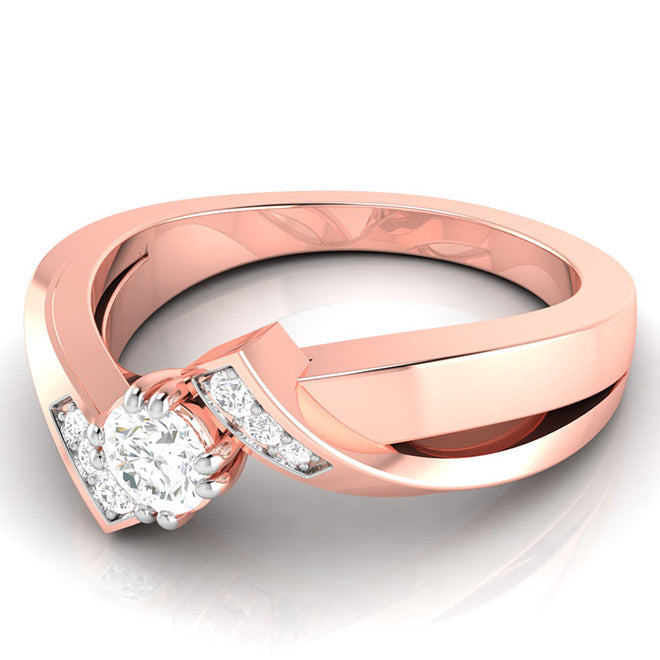 50-Pointer Solitaire Diamond Designer Rose Gold Solitaire Ring JL AU G 104R-A   Jewelove.US
