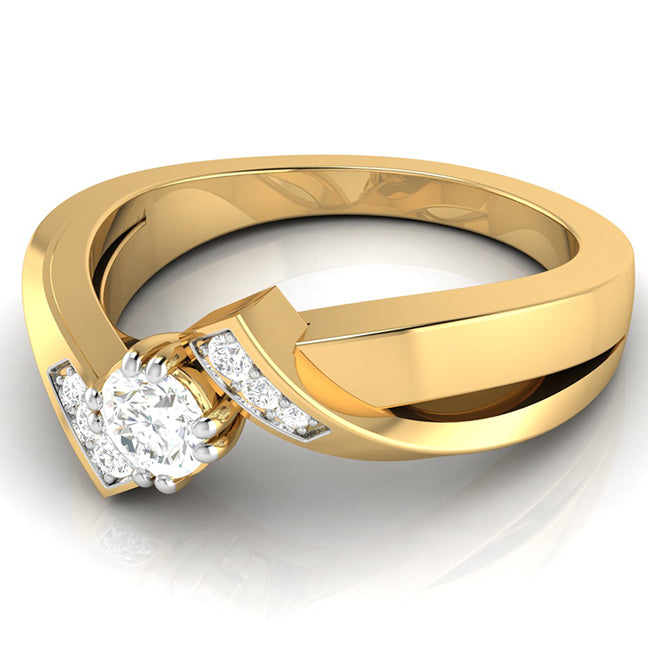 70-Pointer Solitaire Diamond Designer Yellow Gold Solitaire Ring JL AU G 104Y-B   Jewelove.US