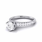 Load image into Gallery viewer, 50-Pointer Lab Grown Solitaire Diamond Shank Flowery Platinum Ring JL PT LG G 105
