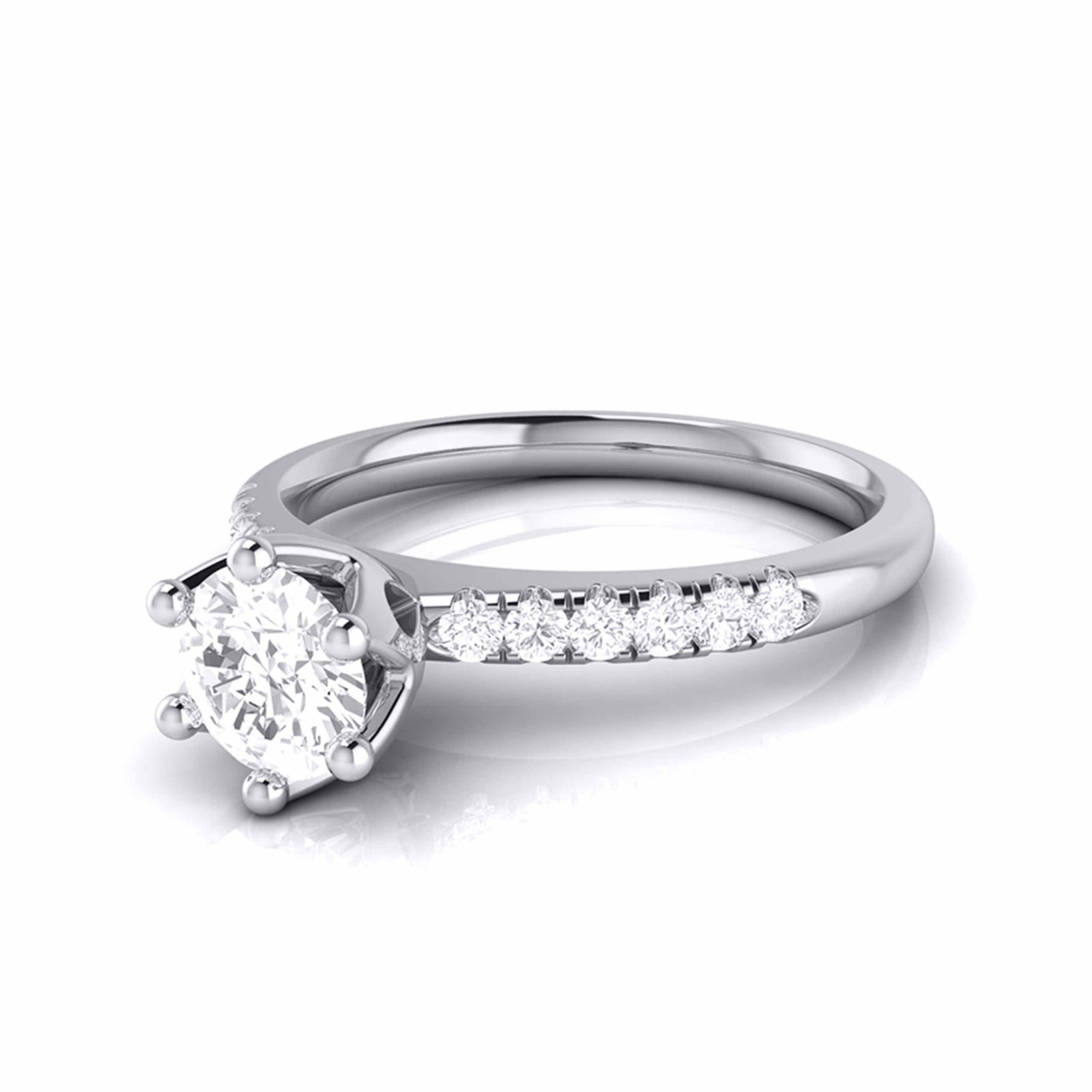1-Carat Lab Grown Solitaire Diamond Shank Flowery Platinum Engagement Ring JL PT LG G-105