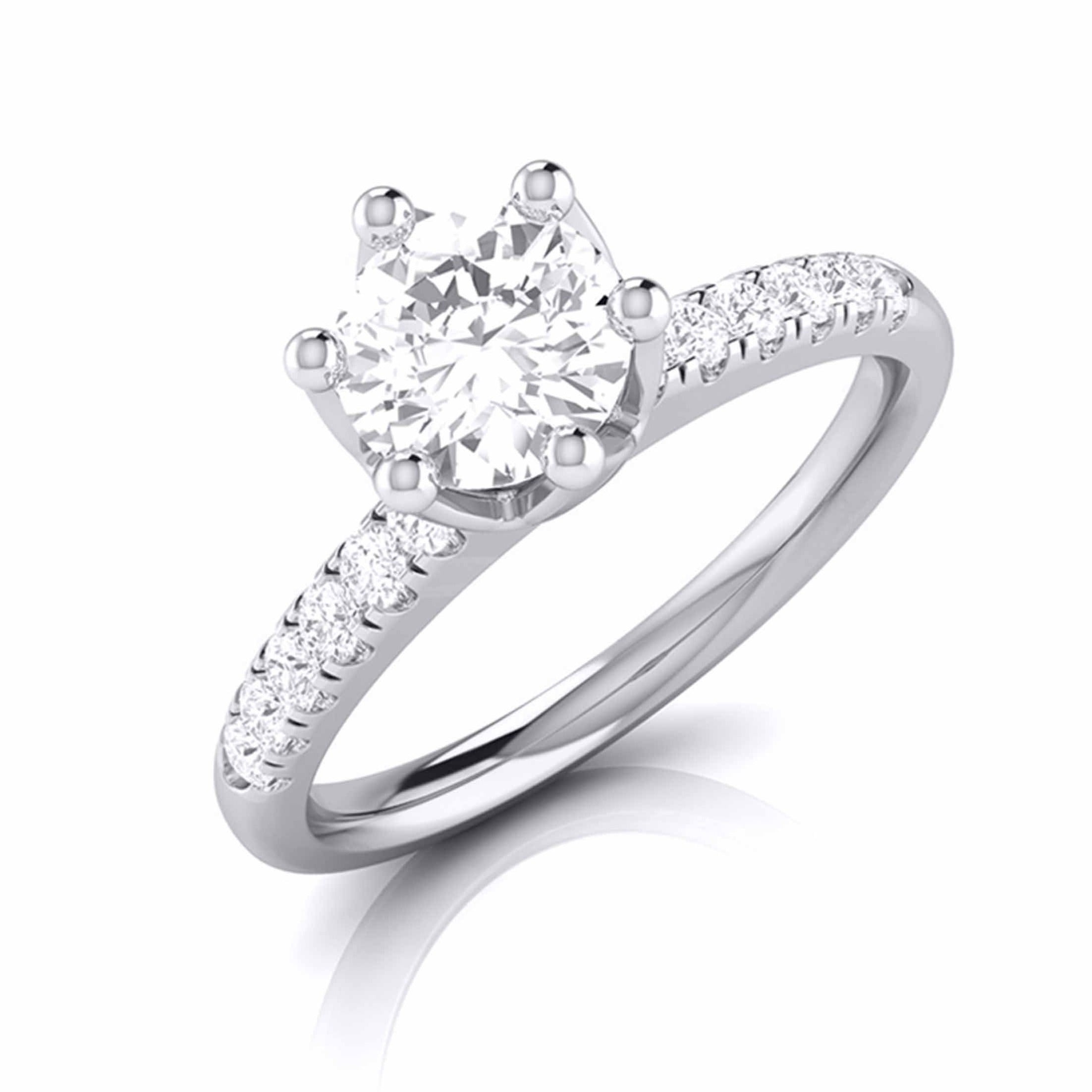 1-Carat Lab Grown Solitaire Diamond Shank Flowery Platinum Engagement Ring JL PT LG G-105