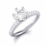 Load image into Gallery viewer, 50-Pointer Lab Grown Solitaire Flowery Platinum Engagement Ring with Diamond Shank JL PT LG G 105-A
