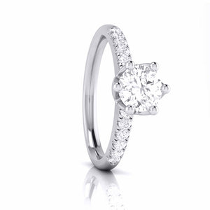 2-Carat Lab Grown Solitaire Diamond Shank Flowery Platinum Ring JL PT LG G 105-D