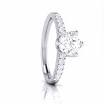 Load image into Gallery viewer, 70-Pointer Flowery Platinum Solitaire Engagement Ring with Diamond Shank JL PT G 105-B   Jewelove.US
