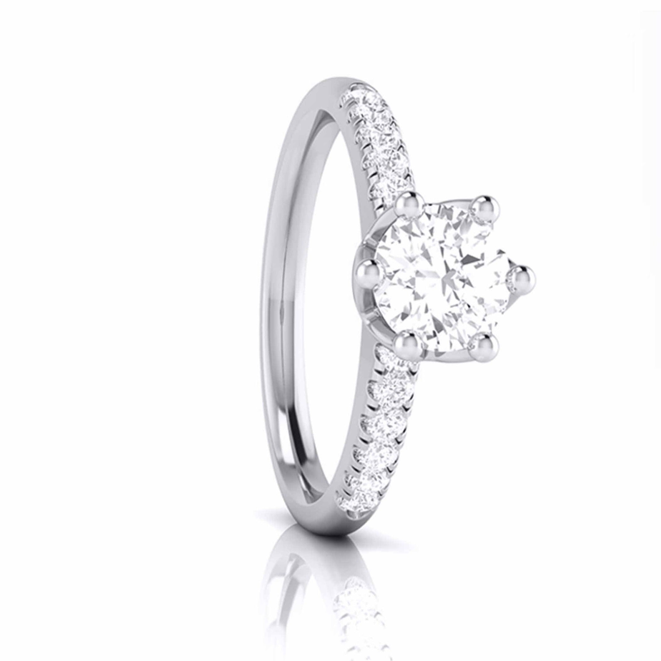1-Carat Lab Grown Solitaire Diamond Shank Flowery Platinum Engagement Ring JL PT LG G-105