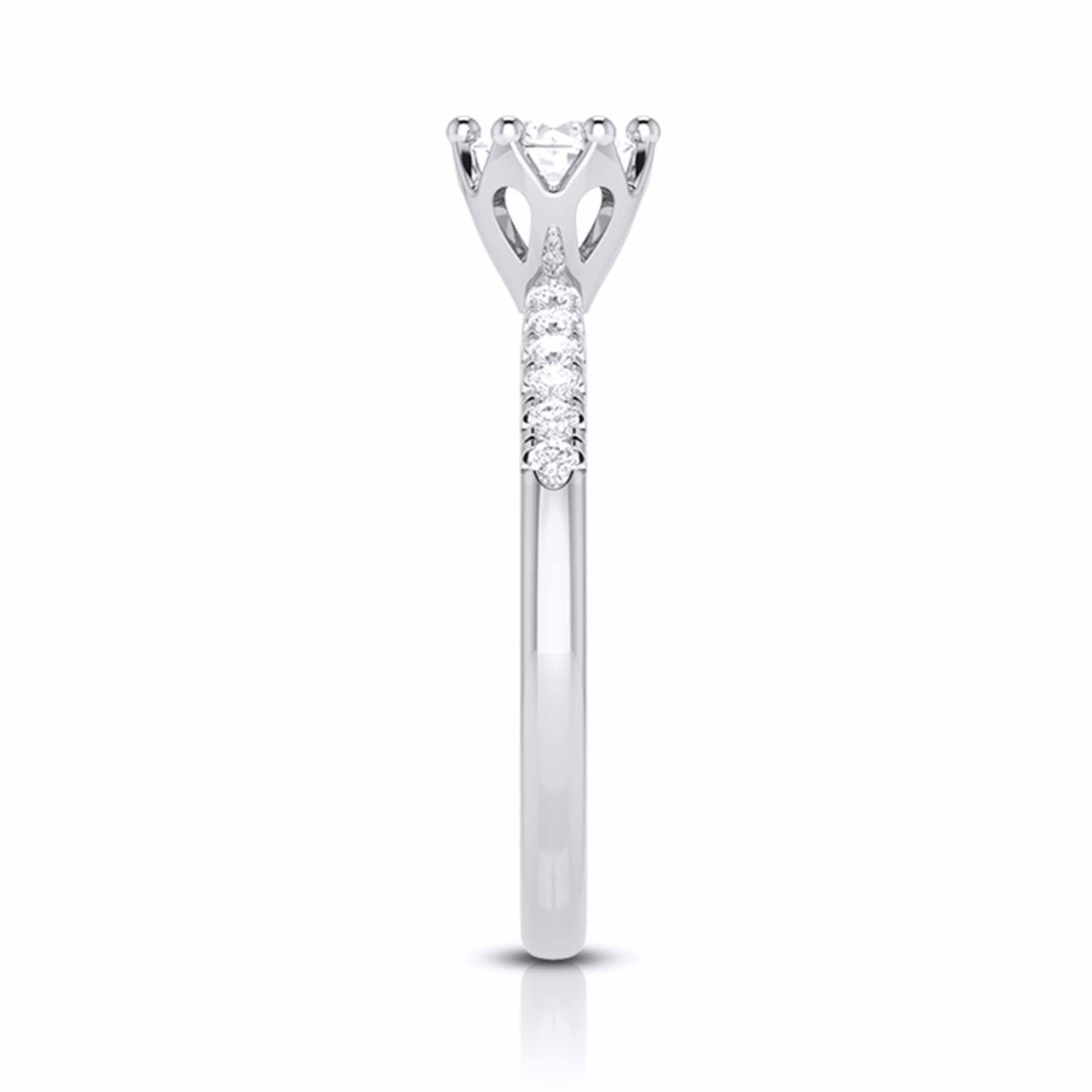 1-Carat Lab Grown Solitaire Flowery Platinum Engagement Ring with Diamond Shank JL PT LG G 105-C