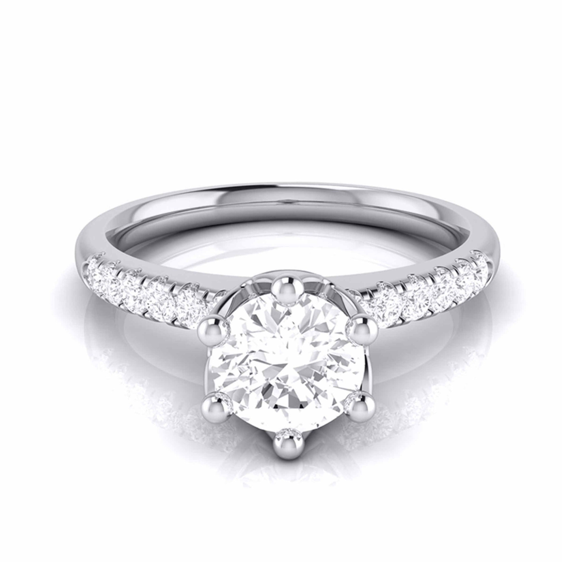 1-Carat Lab Grown Solitaire Diamond Shank Flowery Platinum Engagement Ring JL PT LG G-105
