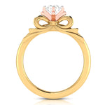 Load image into Gallery viewer, 50-Pointer Solitaire Bow Designer 18K Yellow Gold Ring with Rose Gold Prong JL AU G 108Y-A   Jewelove.US
