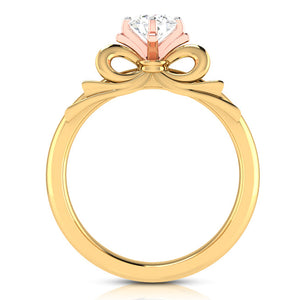 50-Pointer Solitaire Bow Designer 18K Yellow Gold Ring with Rose Gold Prong JL AU G 108Y-A   Jewelove.US