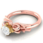 Load image into Gallery viewer, 70-Pointer Solitaire Bow Designer 18K Rose Gold Ring with Yellow Gold Prong JL AU G 108R-B   Jewelove.US
