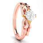Load image into Gallery viewer, 70-Pointer Solitaire Bow Designer 18K Rose Gold Ring with Yellow Gold Prong JL AU G 108R-B   Jewelove.US
