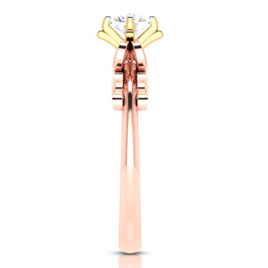 70-Pointer Solitaire Bow Designer 18K Rose Gold Ring with Yellow Gold Prong JL AU G 108R-B   Jewelove.US