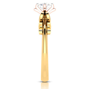 50-Pointer Solitaire Bow Designer 18K Yellow Gold Ring with Rose Gold Prong JL AU G 108Y-A   Jewelove.US