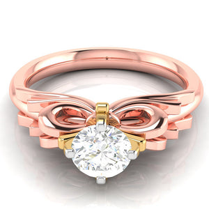1-Carat Solitaire Bow Designer 18K Rose Gold Ring with Yellow Gold Prong JL AU G 108R-C   Jewelove.US