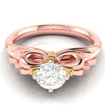 Load image into Gallery viewer, 50-Pointer Solitaire Bow Designer 18K Rose Gold Ring with Yellow Gold Prong JL AU G 108R-A   Jewelove.US

