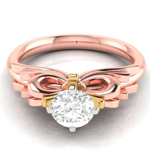 50-Pointer Solitaire Bow Designer 18K Rose Gold Ring with Yellow Gold Prong JL AU G 108R-A   Jewelove.US