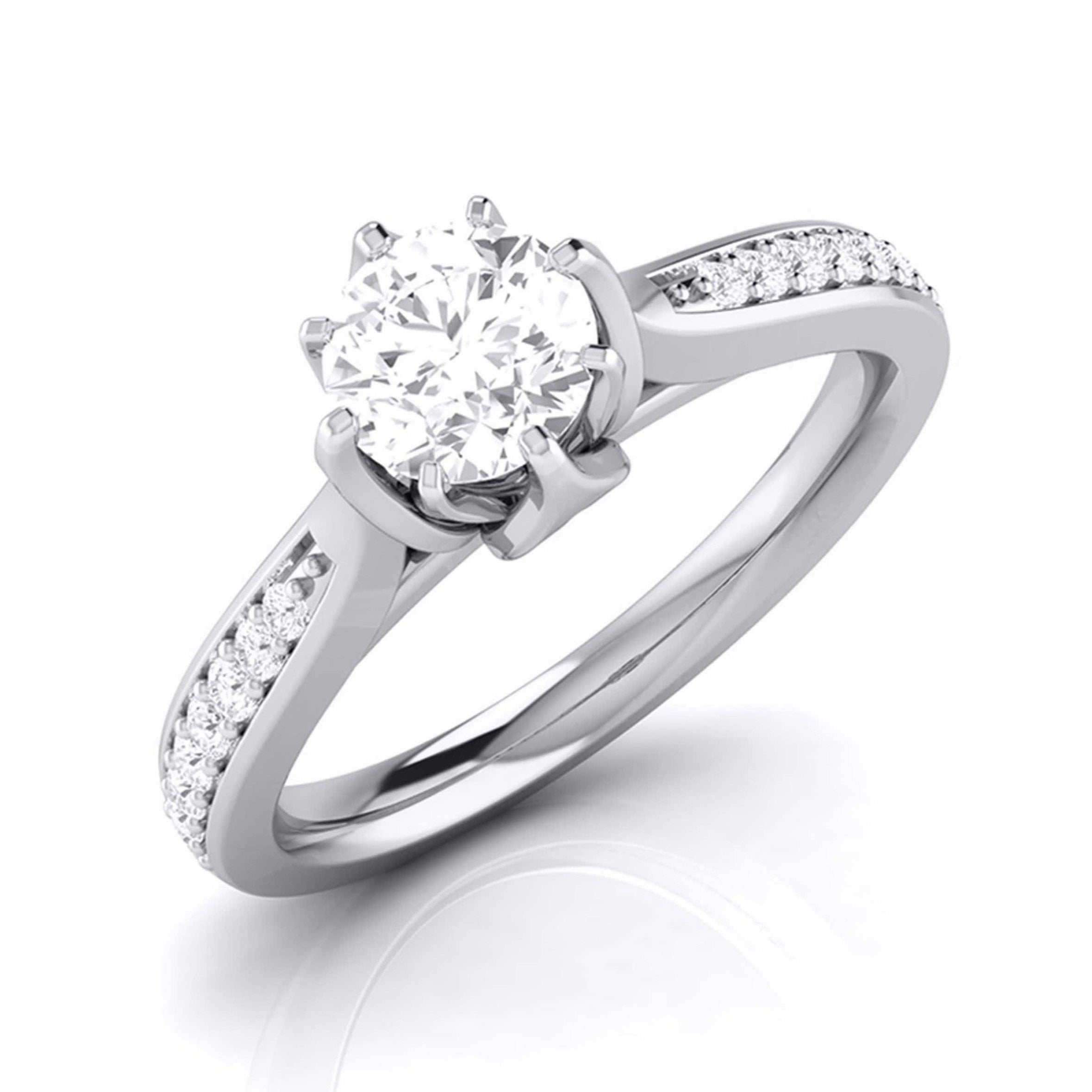 2-Carat Lab Grown Solitaire Diamond Shank Platinum Ring JL PT LG G 109-E   Jewelove.US