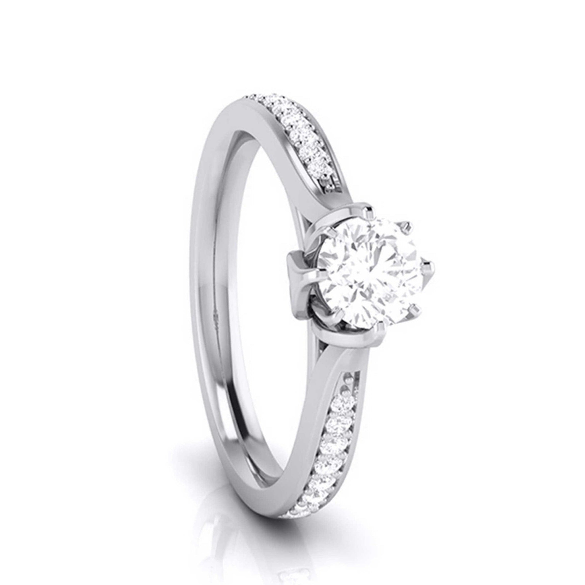 2-Carat Lab Grown Solitaire Diamond Shank Platinum Ring JL PT LG G 109-E   Jewelove.US