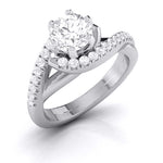 Load image into Gallery viewer, Curvy Platinum 2-Carat Lab Grown Solitaire Engagement Ring for Women JL PT LG G-110-E   Jewelove.US

