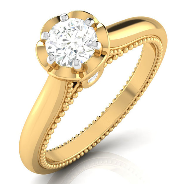 25-Pointer Solitaire Yellow Gold Milgrain Touch Ring JL AU G 111Y   Jewelove.US