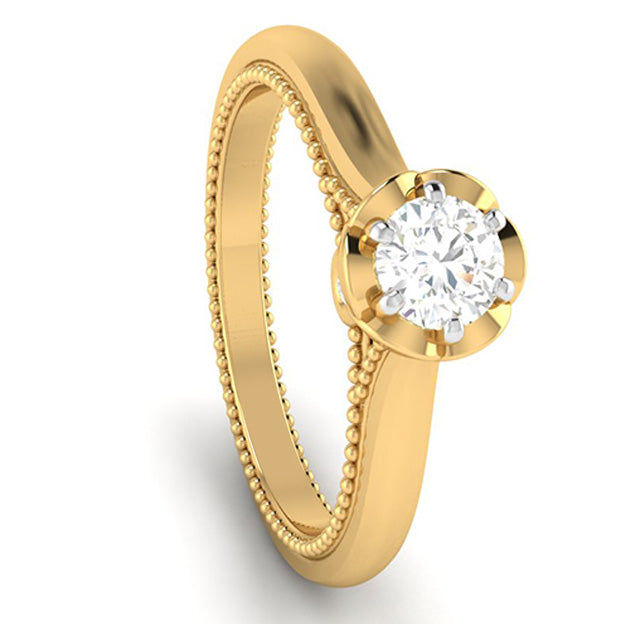 25-Pointer Solitaire Yellow Gold Milgrain Touch Ring JL AU G 111Y   Jewelove.US