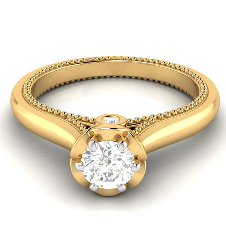 25-Pointer Solitaire Yellow Gold Milgrain Touch Ring JL AU G 111Y   Jewelove.US