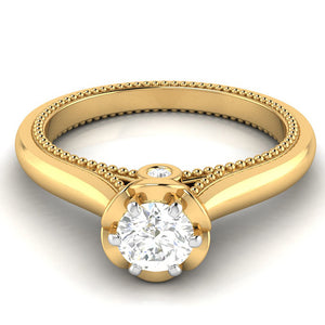 25-Pointer Solitaire Yellow Gold Milgrain Touch Ring JL AU G 111Y   Jewelove.US