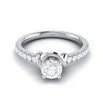 Load image into Gallery viewer, Designer Platinum 50-Pointer Solitaire Engagement Ring for Women with Diamond Accents JL PT G 113-B   Jewelove.US
