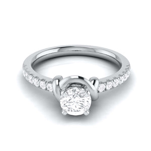 Designer Platinum 50-Pointer Solitaire Engagement Ring for Women with Diamond Accents JL PT G 113-B   Jewelove.US