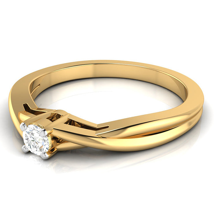 10-Pointer Single Diamond Twisted Shank 18K Yellow Gold Ring JL AU G 115Y   Jewelove.US