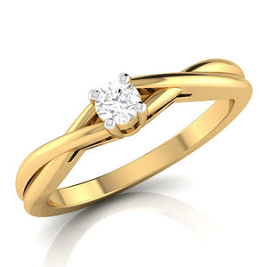 10-Pointer Single Diamond Twisted Shank 18K Yellow Gold Ring JL AU G 115Y   Jewelove.US