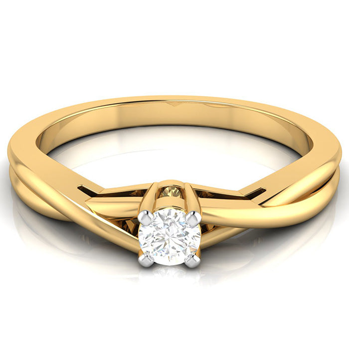 10-Pointer Single Diamond Twisted Shank 18K Yellow Gold Ring JL AU G 115Y   Jewelove.US