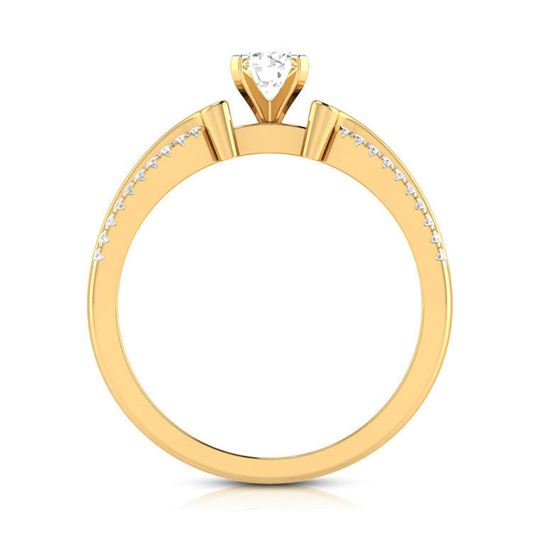 70-Pointer Solitaire with 2-Row Diamond Shank 18K Yellow Gold Ring JL AU G 116Y-B   Jewelove.US