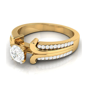 70-Pointer Lab Grown Solitaire with 2-Row Diamond Shank 18K Yellow Gold Ring JL AU LG G-116Y-B   Jewelove.US