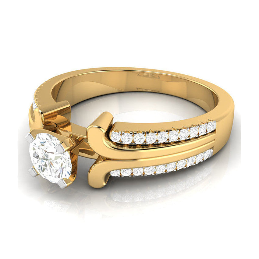 70-Pointer Solitaire with 2-Row Diamond Shank 18K Yellow Gold Ring JL AU G 116Y-B   Jewelove.US