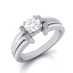 Load image into Gallery viewer, 30-Pointer Solitaire Engagement Ring for Women with 2-Row Diamonds Shank JL PT G 116   Jewelove.US
