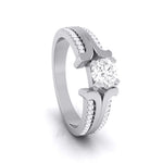 Load image into Gallery viewer, 1-Carat Lab Grown Solitaire Engagement Ring for Women with 2-Row Diamonds Shank JL PT LG G-116-C   Jewelove.US
