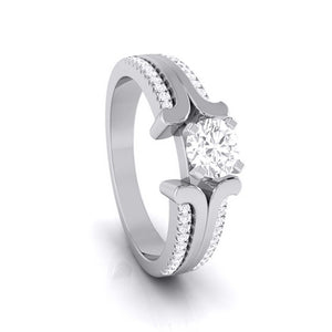 1-Carat Lab Grown Solitaire Engagement Ring for Women with 2-Row Diamonds Shank JL PT LG G-116-C   Jewelove.US