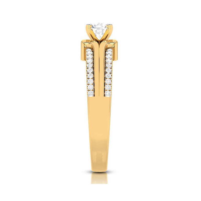 70-Pointer Solitaire with 2-Row Diamond Shank 18K Yellow Gold Ring JL AU G 116Y-B   Jewelove.US